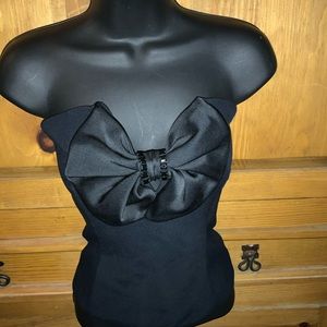 Black crop top with bow